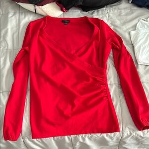 Talbots Elegant Red Wrap Top